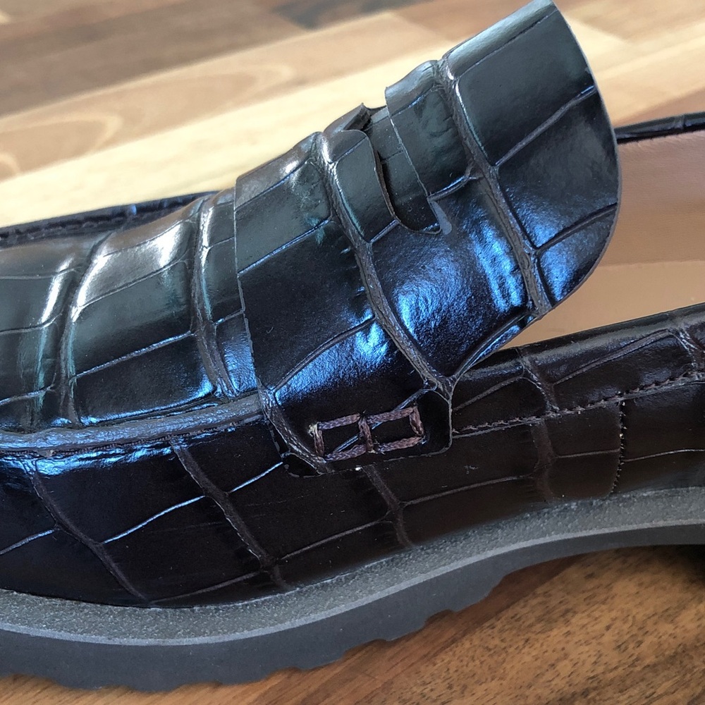 Cole Haan Brown Croc-Embossed Penny Loafers - Picture 10 of 11